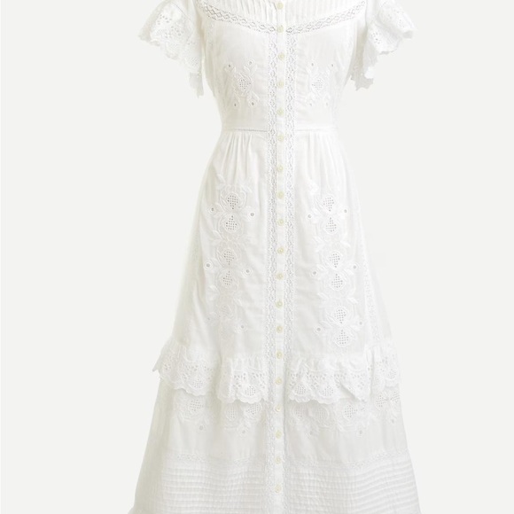J. Crew Dresses & Skirts - J. Crew White Eyelet Button-Front Maxi Dress with Ruffle Hem